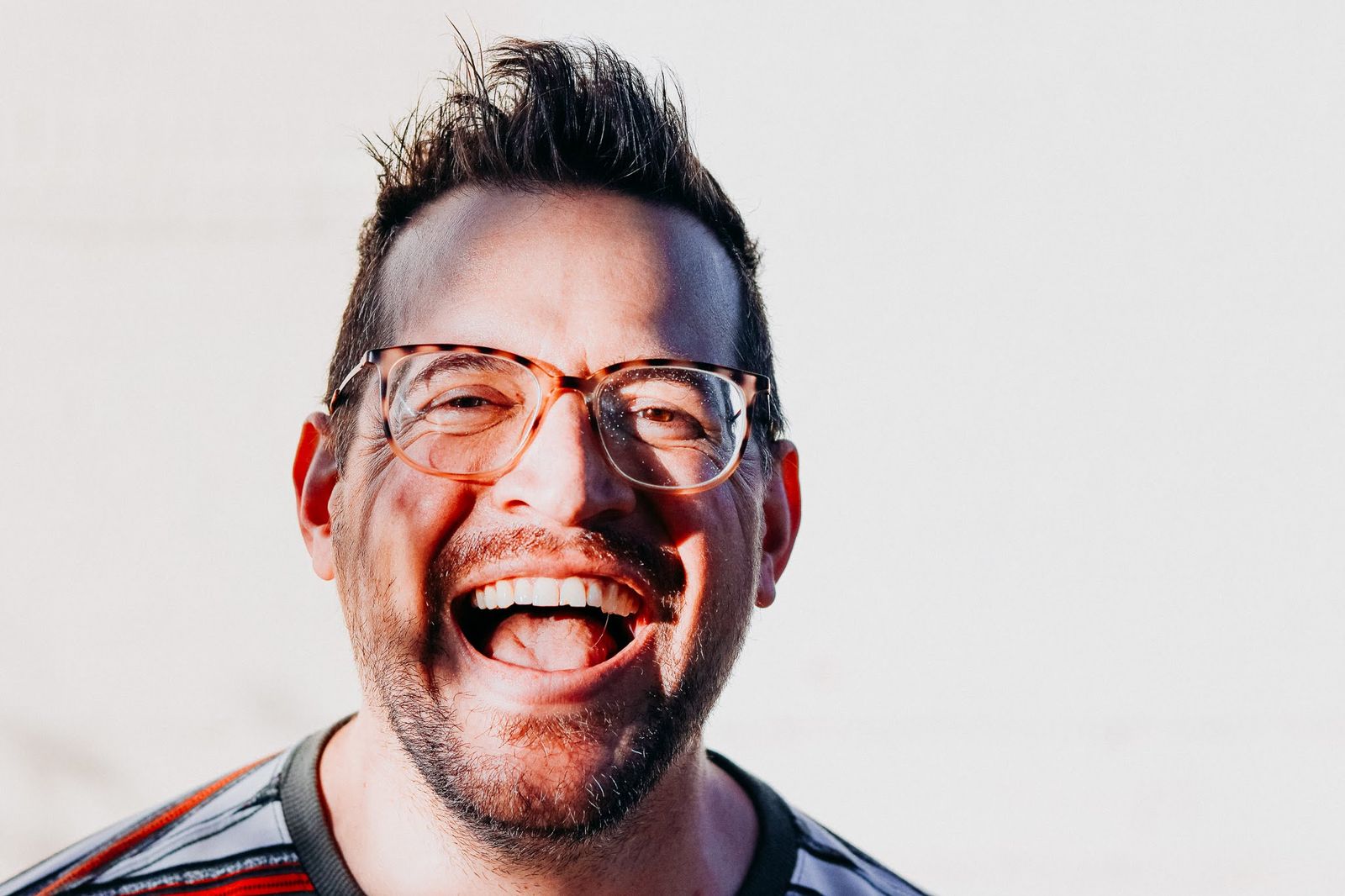 Close-up of Dave Koenig laughing
